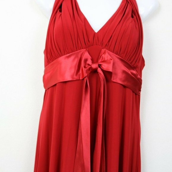 Jessica Howard Womens Dress V Neck Halter Bow Red - Picture 4 of 10
